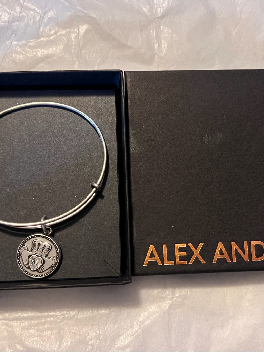 Alex and Ani Silver Claddagh Charm Bangle Bracelet